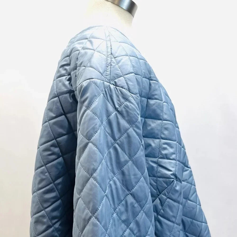 NWT CROFT&BARROW Women Button Down Collarless Quilted Blue Jacket Lightweight 4X - Picture 3 of 15